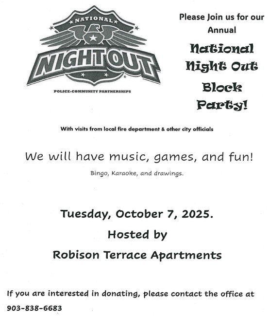 2025 National Night Out Flyer. All information on this flyer is listed above.