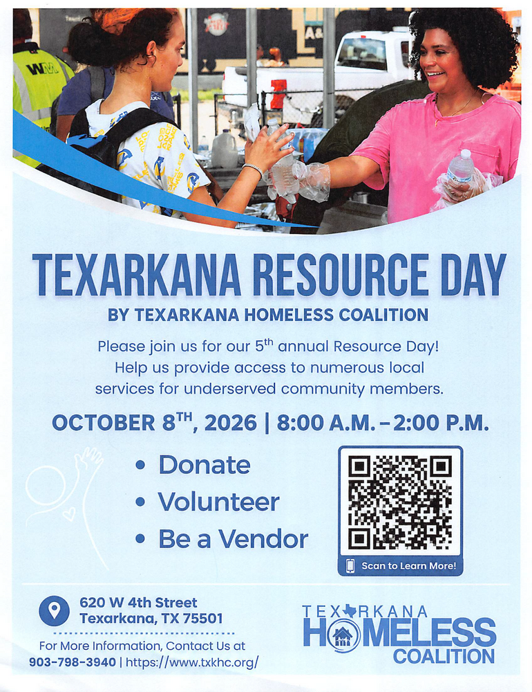 Flyer for Texarkana Resource Day. All information as listed below.