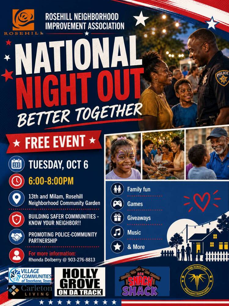 National Night Out flyer. All information as listed below.