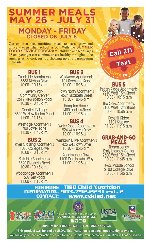 Summer Feeding Program 2020 flyer - all info above