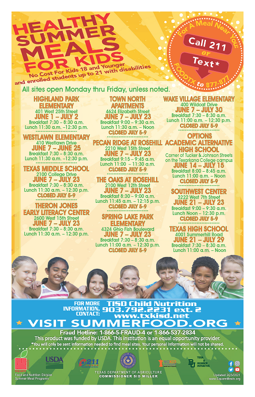 Summer Feeding Program 2021 flyer all info listed above