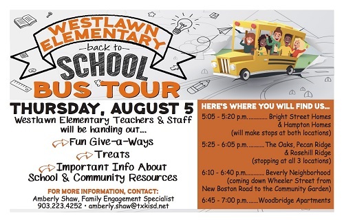 Back to School Bus Tour Postcard all info above