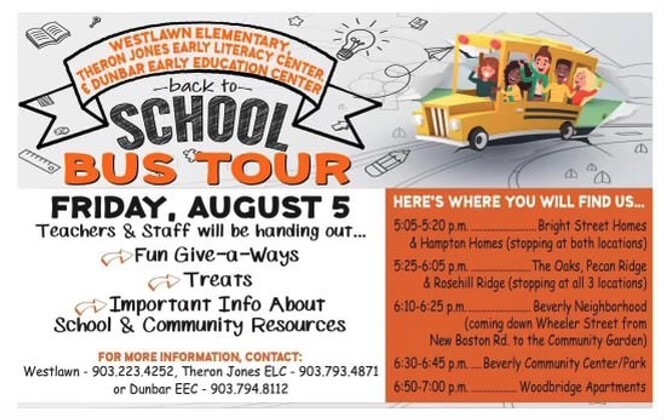 Back to School Bus Tour. All Content as listed above.