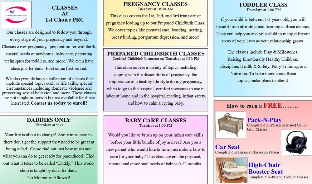 1st choice Pregnancy Flyer page 2 - all content as listed above