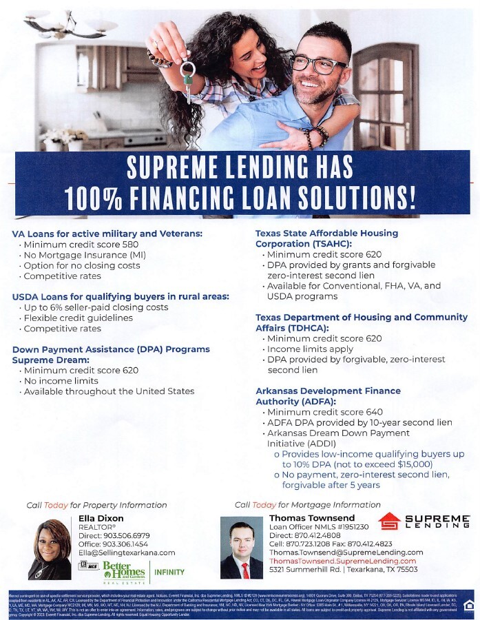 Supreme Lending Flyer. All information from this flyer is listed above.