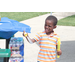 A boy having fun playing with bubbles