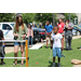 a woman and a child playing outside activities