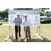 two men holding shovels wearing hard hats