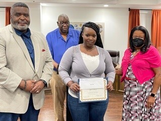 AprilWhite.jpg April White accepting HATT Insight Scholarship
